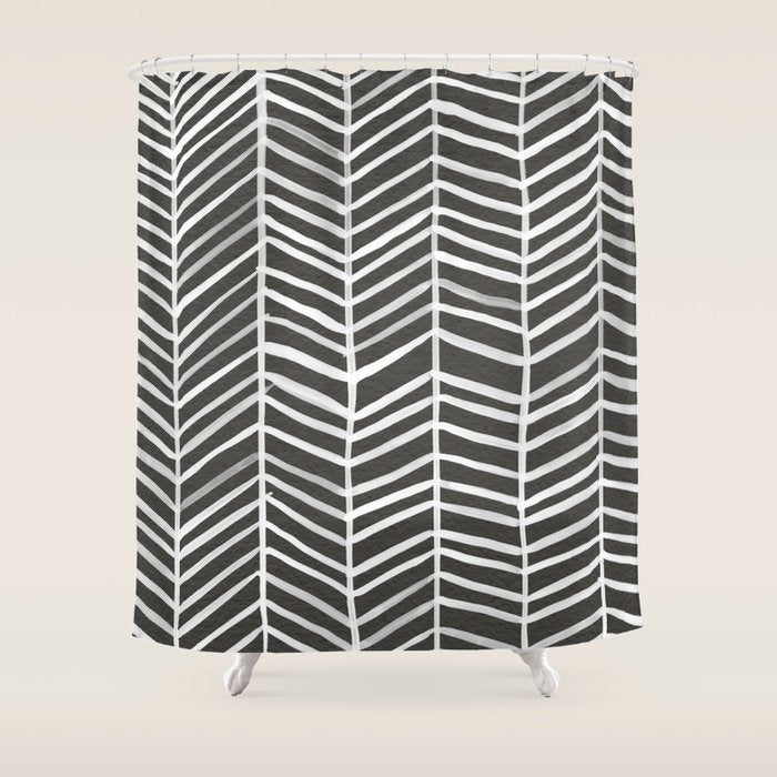 Herringbone - Black & White Shower Curtain