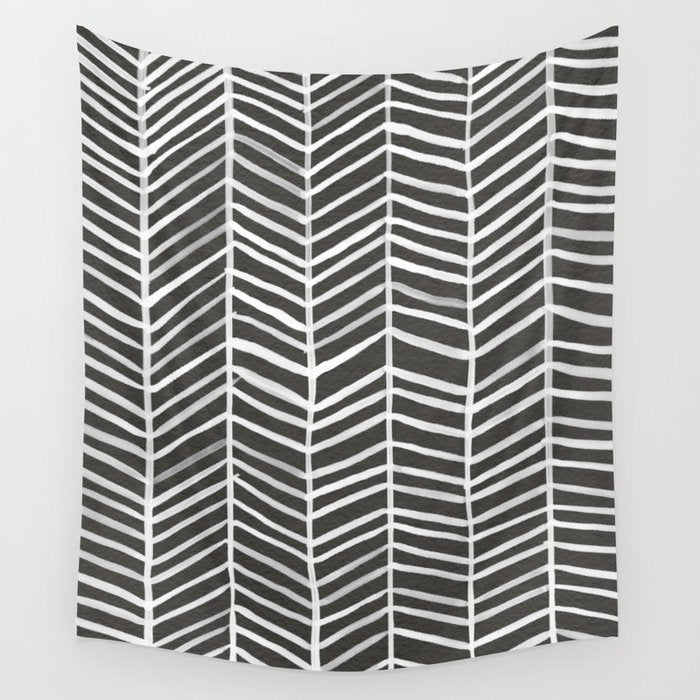 Herringbone - Black & White Wall Tapestry