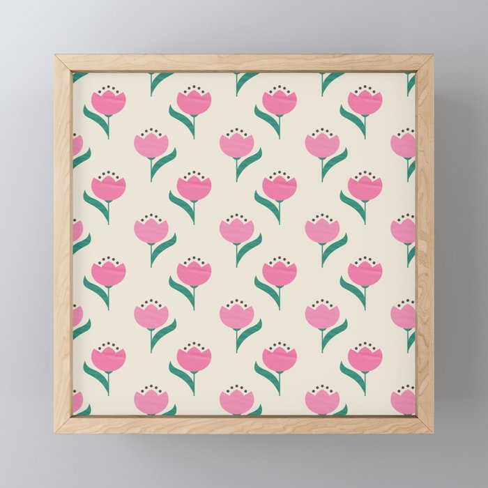 Vintage Pink Fabric Tulips  Mini Art Print
