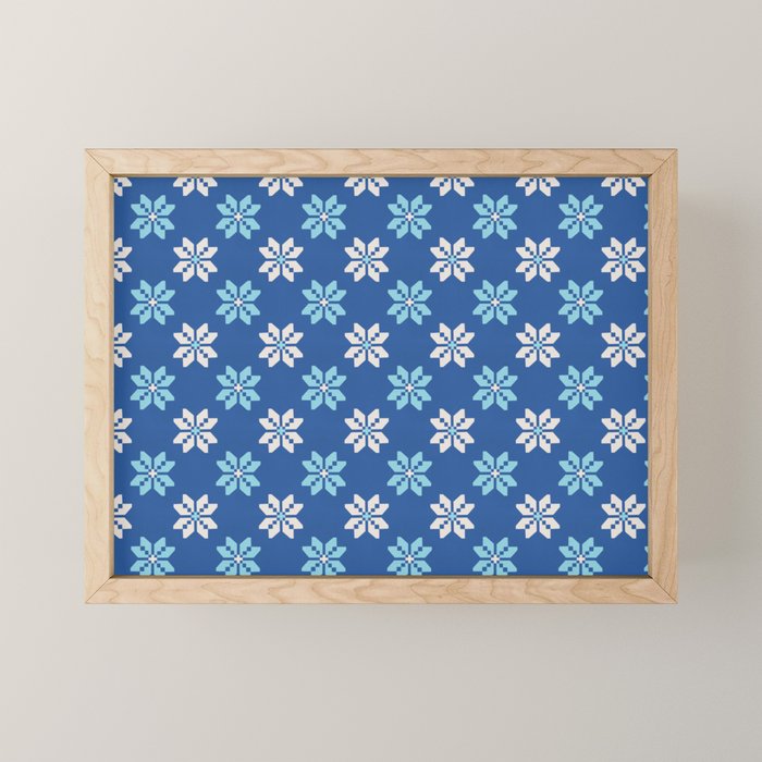 Contrasting Blues: Bethlehem Star Mosaic Mini Art Print