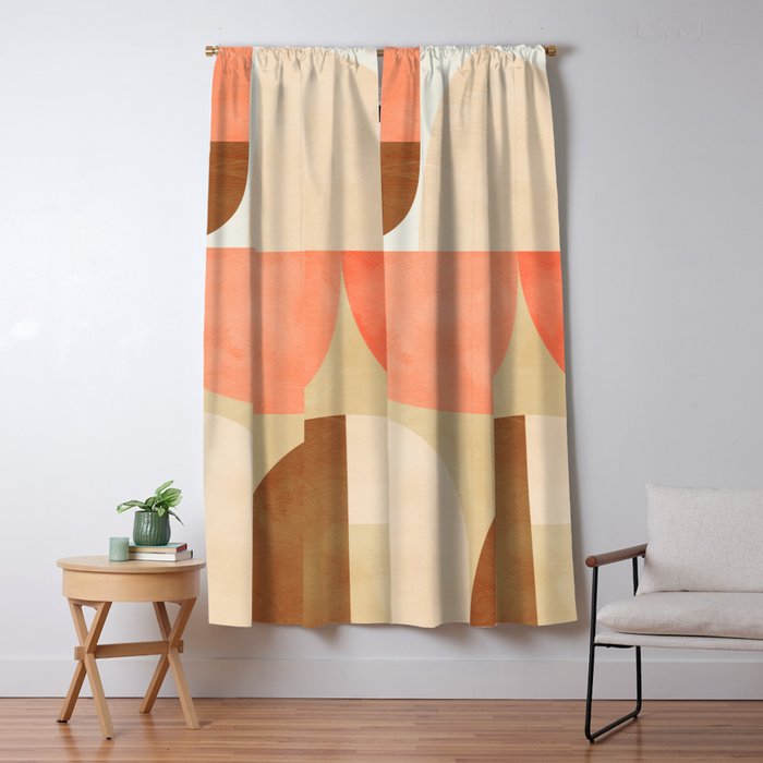 Mid Century Geometric Abstract 6 Window Curtain