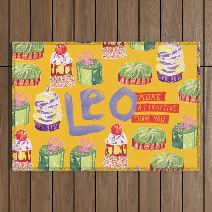 Leo Birthday Treats In Orange | Zodiac Series Outdoor Rug