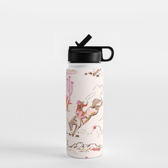 Equestrian Cowgirl Western Rodeo Pattern Water Bottle