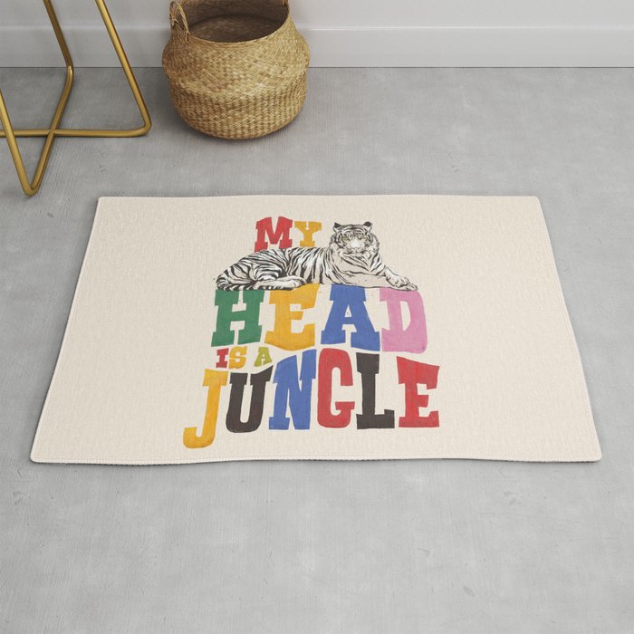 My Head Is A Jungle - Tiger Colorful Type Rug