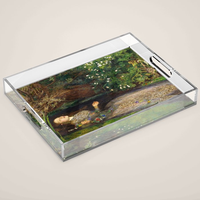 Ophelia Painting By John Everett Millais Acrylic Tray