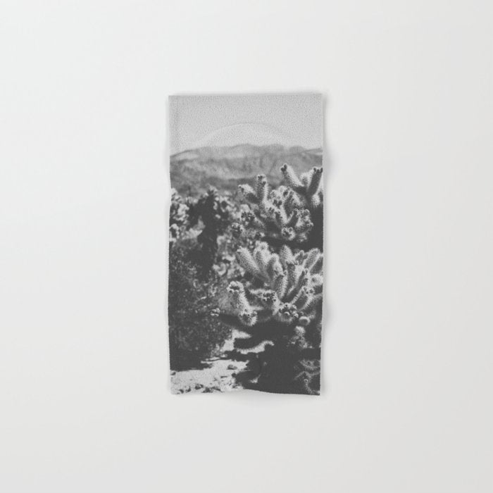 Cholla Cactus Garden (Black + White) Bath Towel