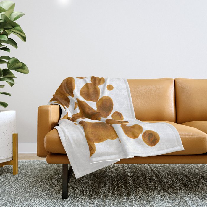 Brown Ocher Inkblot Pattern Throw Blanket