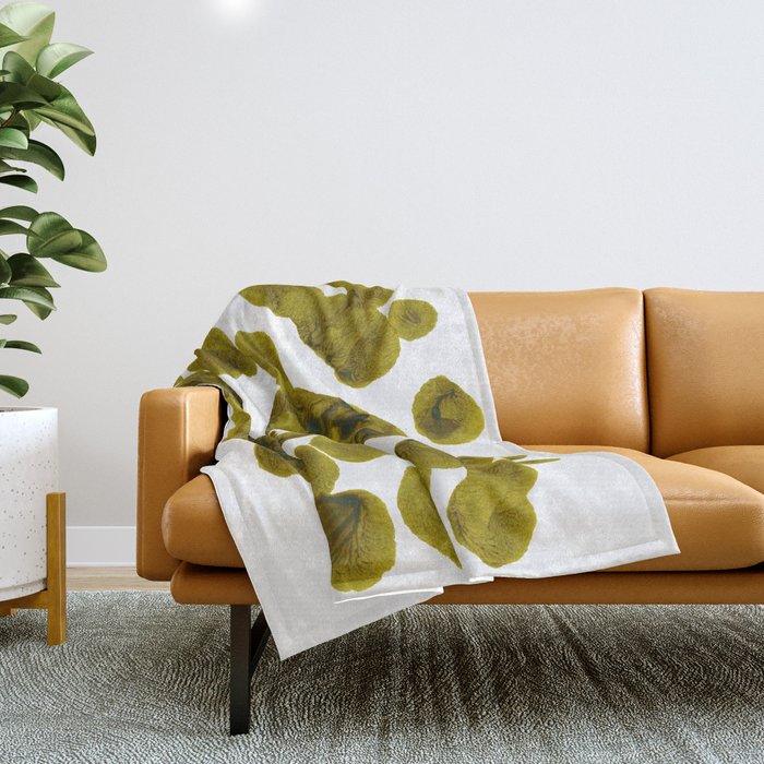 Olive Green Rorschach Test Throw Blanket