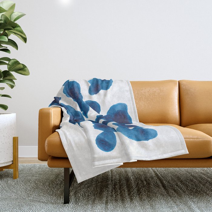 Inkblot Bunny Blue Inkblot Rorschach Test Throw Blanket