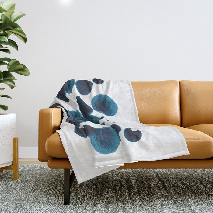 Dark Turquoise Blue Ink Blot Pattern Throw Blanket