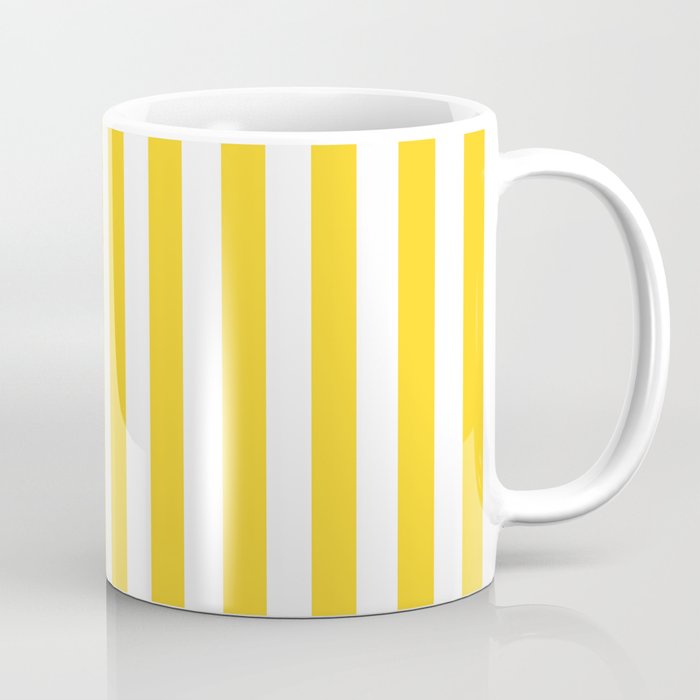 Large Taxi Yellow And White Cabana Stripe Coffee Mug