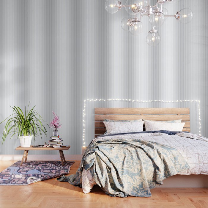 Classic Blue Baseball Stripe Lines On White Wallpaper