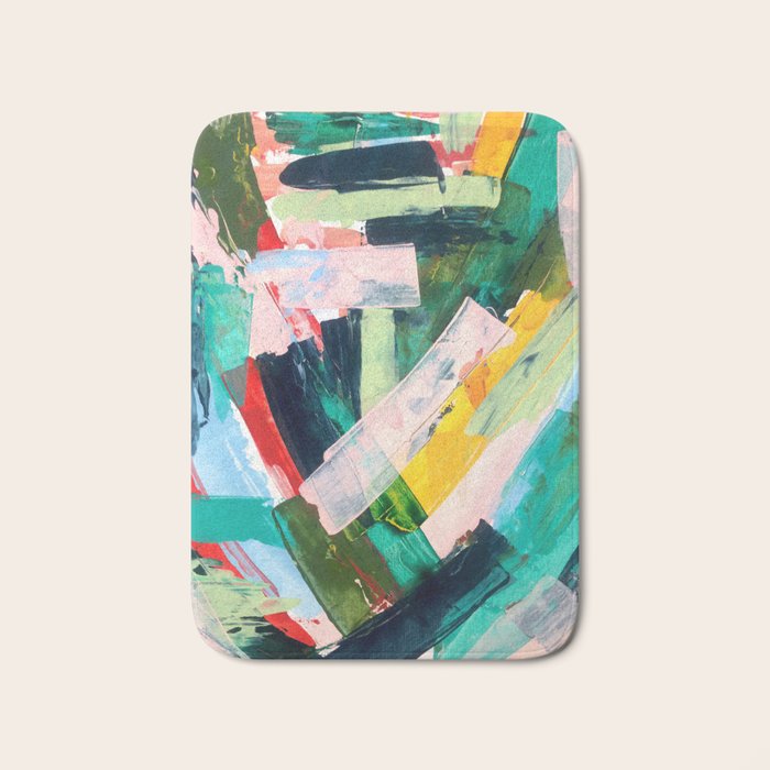 Livin' Easy - A Bright Abstract Piece In Blues, Greens, Yellow And Red Bath Mat