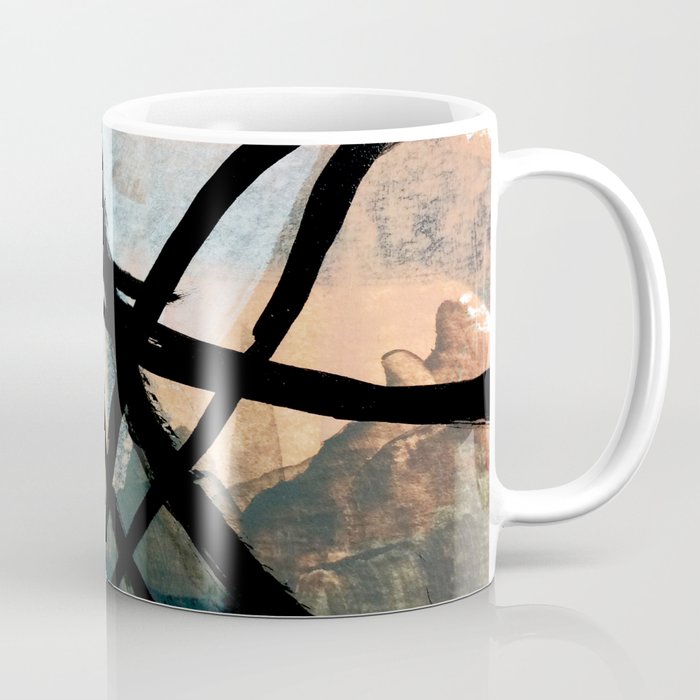 It Comes And Goes [2] - A Black And White Abstract Mixed Media Piece With Pink Details Coffee Mug