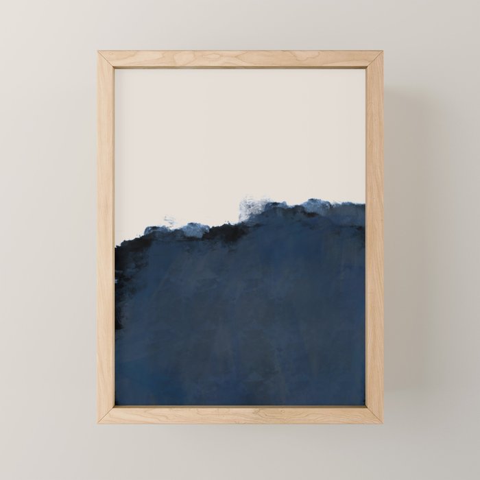 Abstract, Blue, Beige, Indigo Mini Art Print