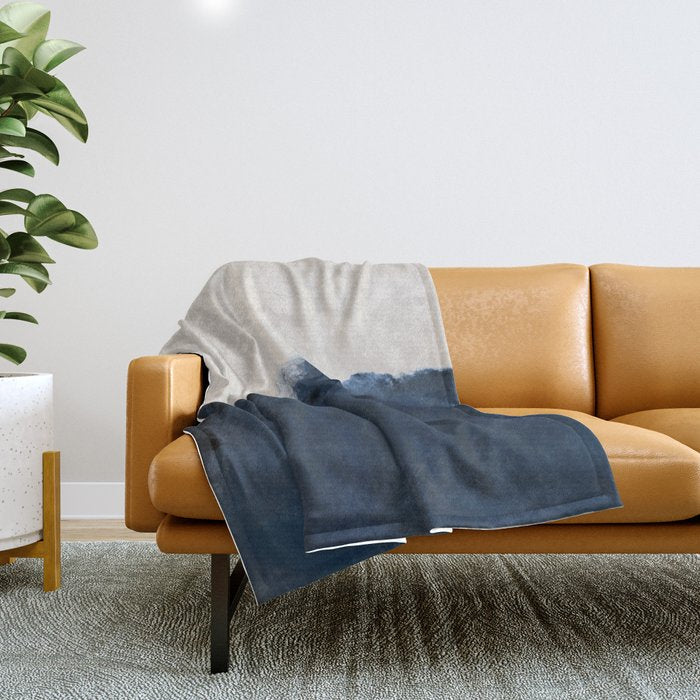 Abstract, Blue, Beige, Indigo Throw Blanket