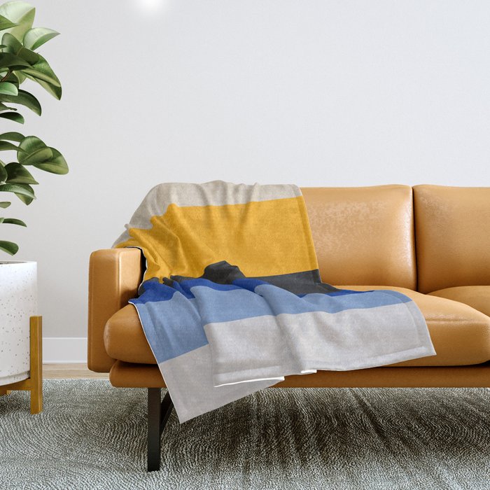 Complementary Blue & Yellow Colorful Geometric Pattern Throw Blanket