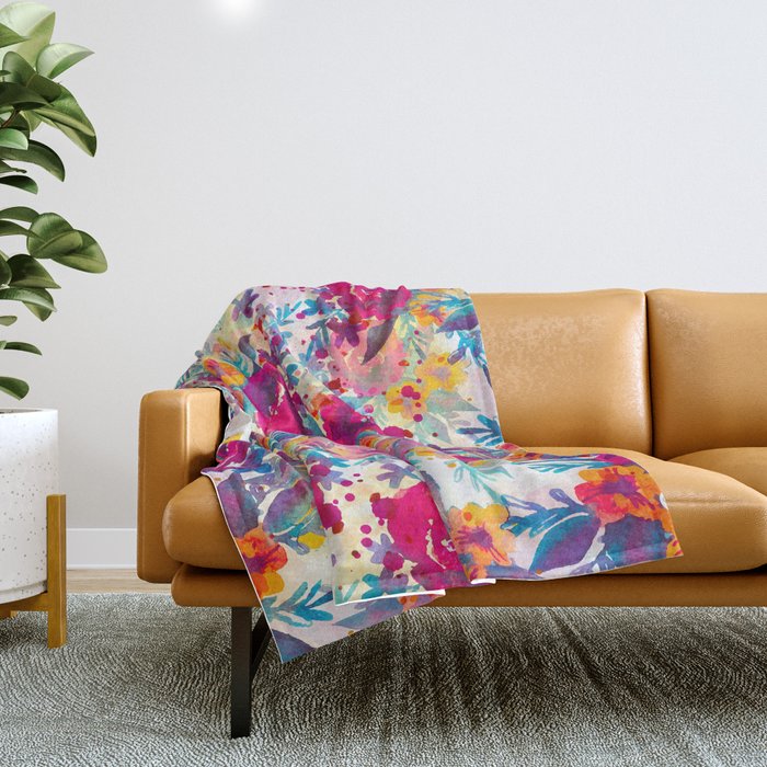 Watercolor Flowers And Plants 02 Throw Blanket