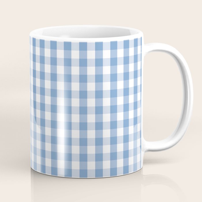 Classic Pale Blue Pastel Gingham Check Coffee Mug