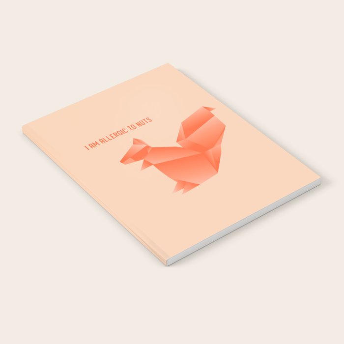 Allergic To Nuts - Origami Orange Squirrel Notebook