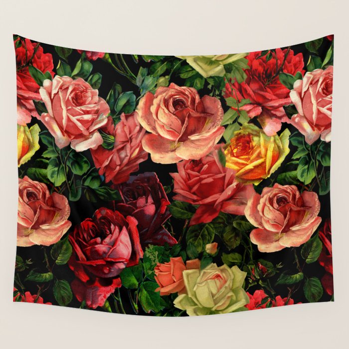 Vintage & Shabby Chic - Floral Roses Flowers Rose Wall Tapestry