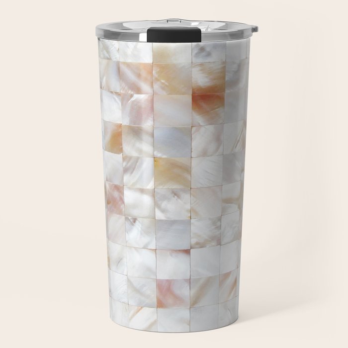 Mother Of Pearl, Exotic Tiles Photography, Neutral Minimal Geometrical Graphic Design Travel Mug