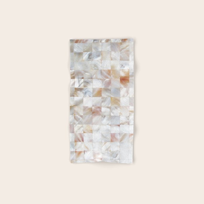 Mother Of Pearl, Exotic Tiles Photography, Neutral Minimal Geometrical Graphic Design Bath Towel
