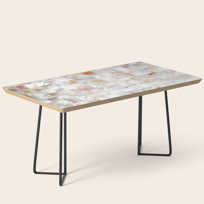 Mother Of Pearl, Exotic Tiles Photography, Neutral Minimal Geometrical Graphic Design Coffee Table
