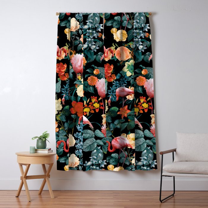Floral And Flemingo Ii Pattern Window Curtain