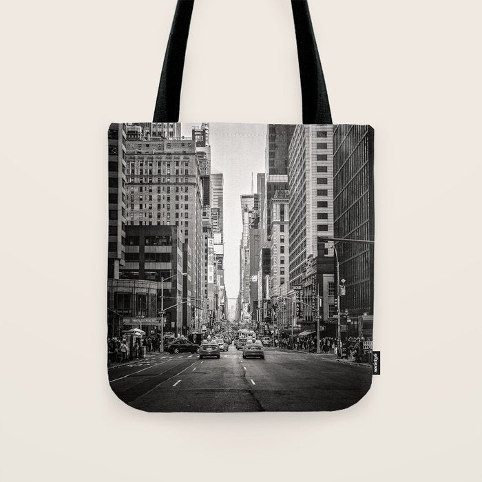Sunset On 7th (Black And White Version) Tote Bag