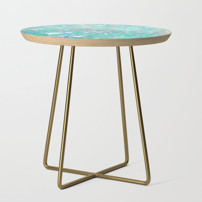 Blue Green Dreamy Marble, Minimal Abstract Pastel Graphic Design Eclectic Bohemian Painting Texture Side Table