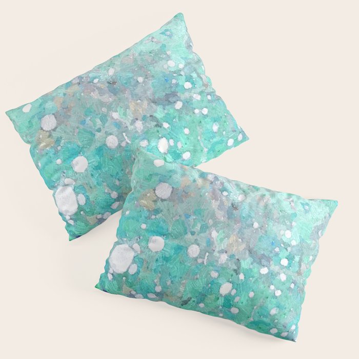 Blue Green Dreamy Marble, Minimal Abstract Pastel Graphic Design Eclectic Bohemian Painting Texture Pillow Sham