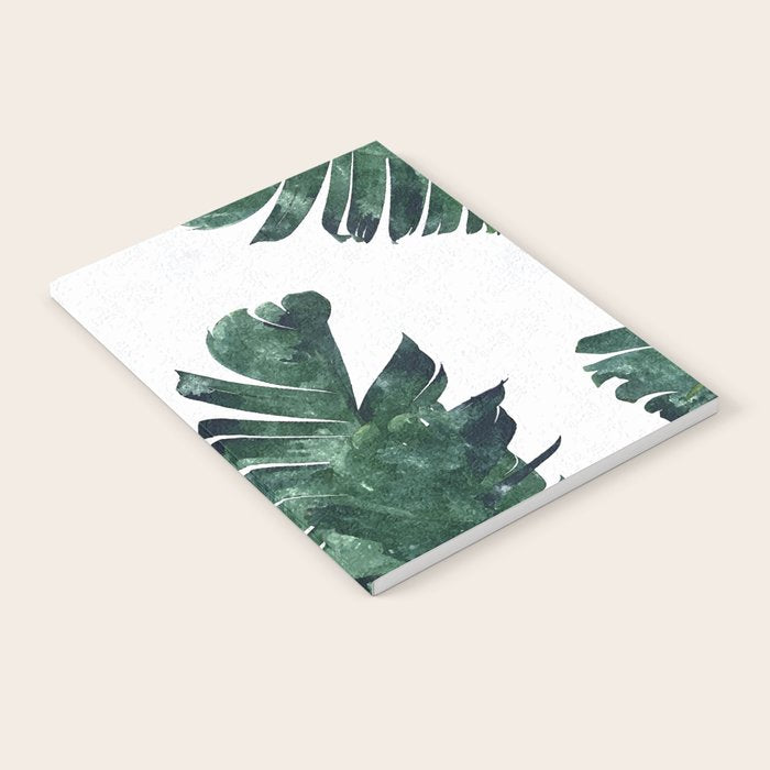 Banana Leaf Watercolor Painting, Tropical Nature Botanical Palm Illustration Bohemian Minimal Luxe Notebook
