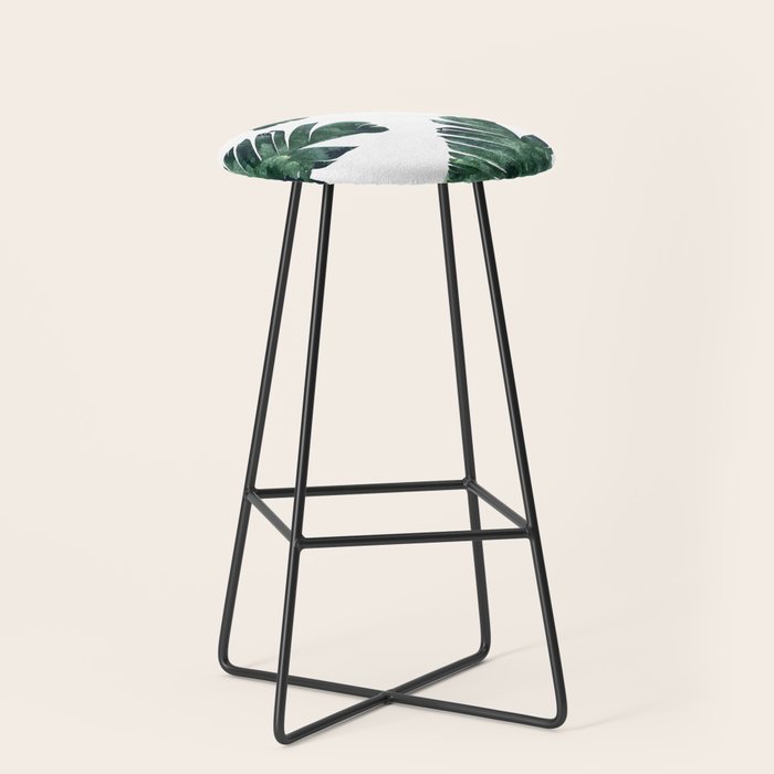 Banana Leaf Watercolor Painting, Tropical Nature Botanical Palm Illustration Bohemian Minimal Luxe Stool