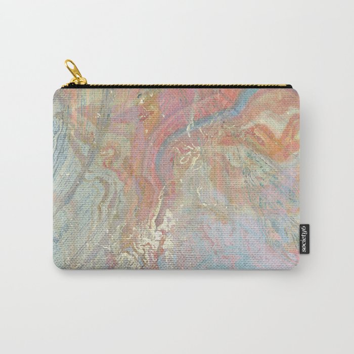 Marble Luxe, Abstract Nature Bohemian Texture, Blush Gold Scandanavian Pastel Neutral Carry All Pouch