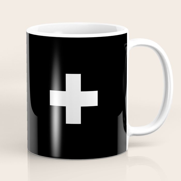 Swiss Cross Black And White Scandinavian Design For Minimalism Home Room Wall Decor Art Apartment Coffee Mug