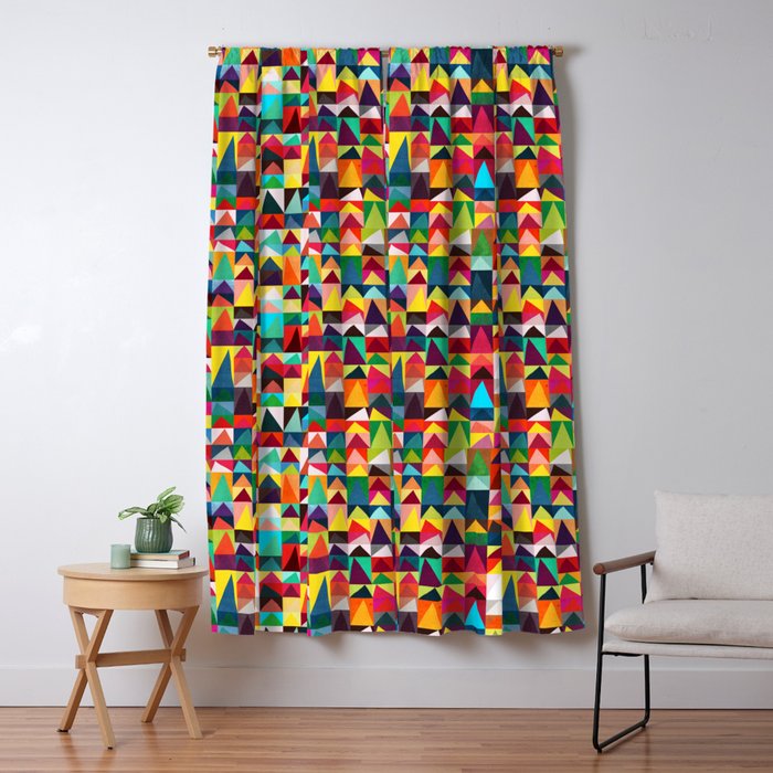 Abstract Geometric Mountains Window Curtain