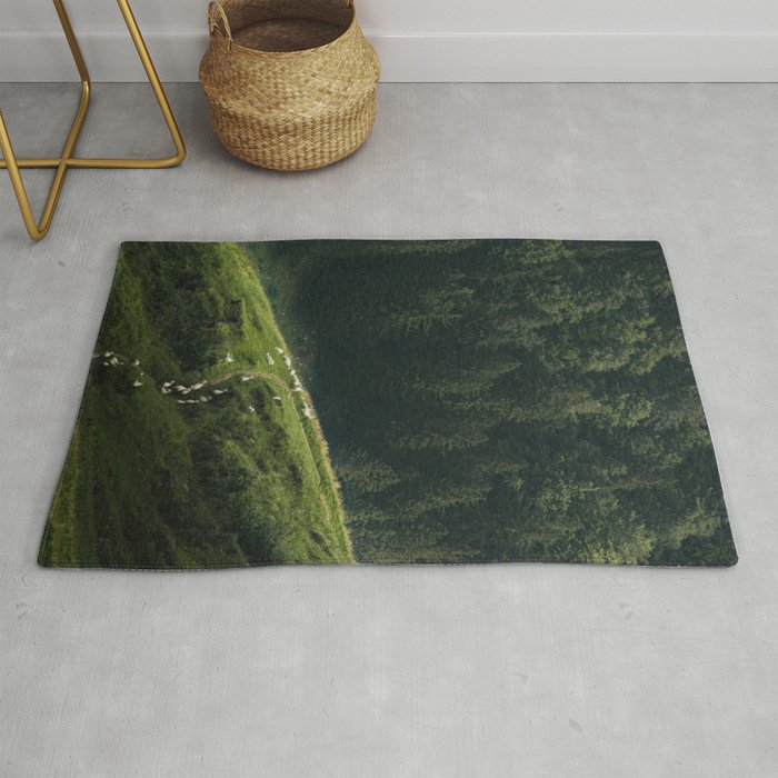 Sheep Trail In A Forest During A Calm Morning Rug