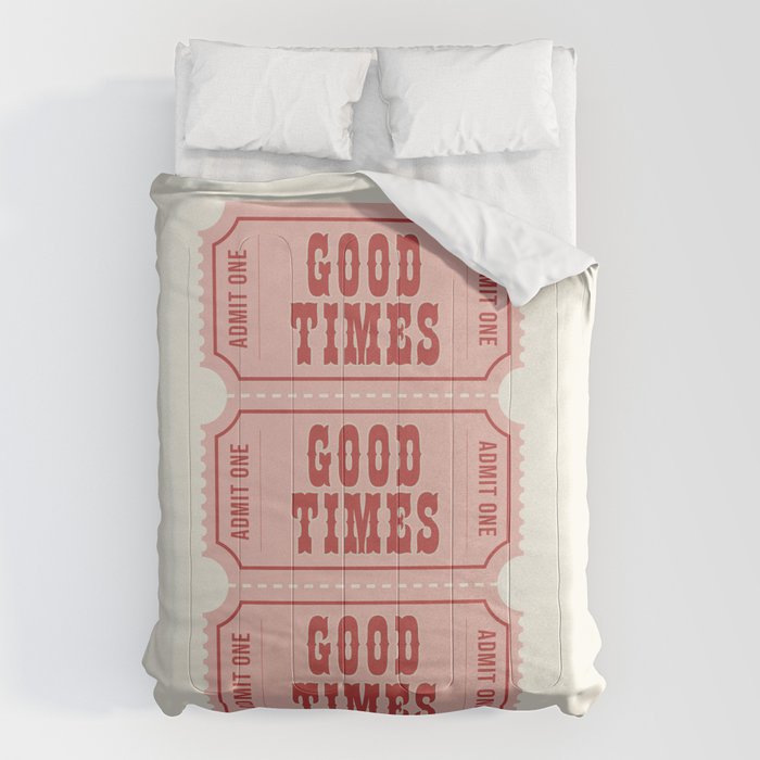 Good Times Retro Ticket, Pink Aesthetic Comforter