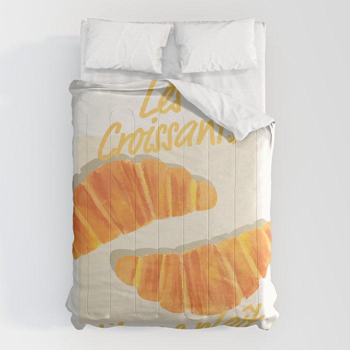 Croissants: Vintage Retro French Brunch Bakery Cafe Art Comforter