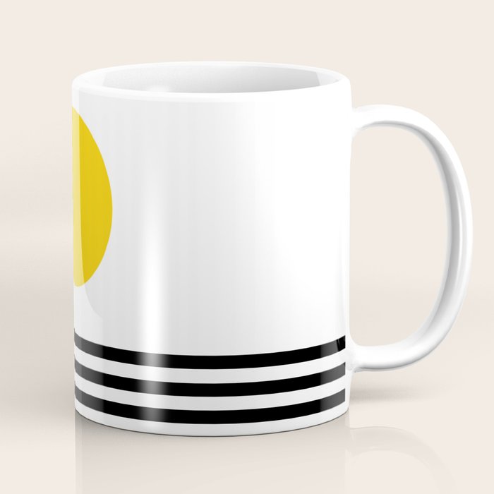 Midcentury Yellow Minimalist Sunset With Black Stripes Coffee Mug