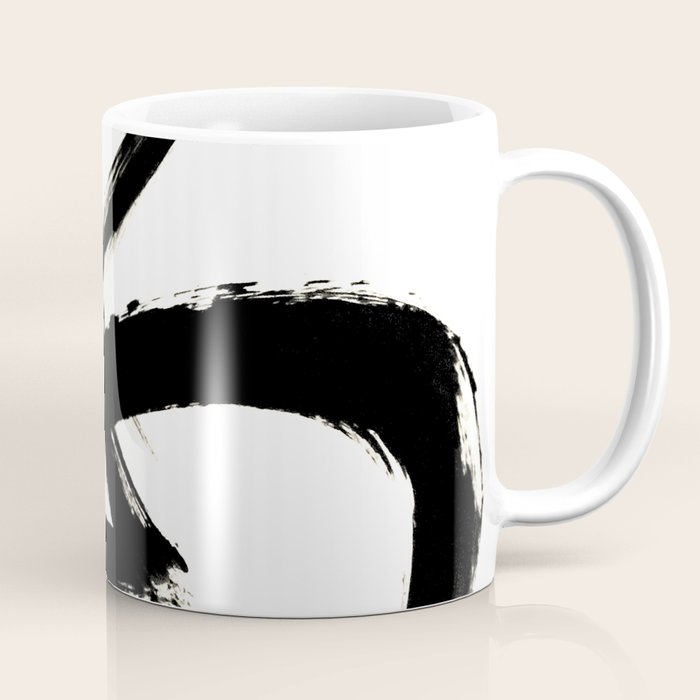 Brushstroke 3 - A Simple Black And White Ink Design Coffee Mug