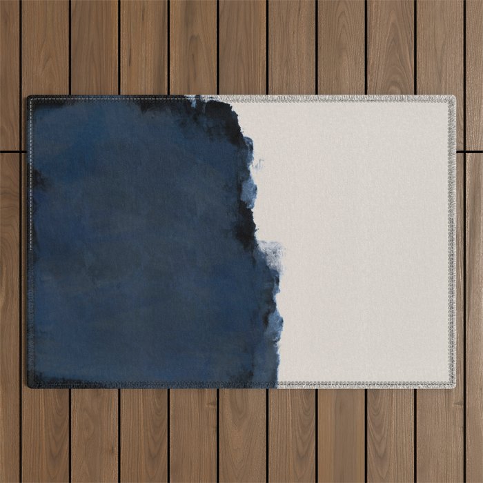 Abstract, Blue, Beige, Indigo Outdoor Rug