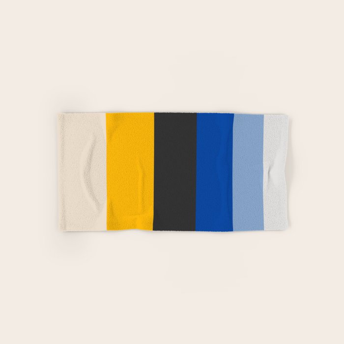 Complementary Blue & Yellow Colorful Geometric Pattern Bath Towel
