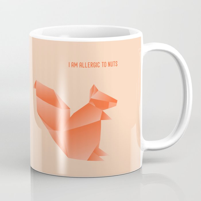 Allergic To Nuts - Origami Orange Squirrel Coffee Mug