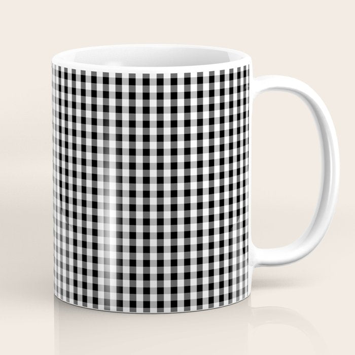 Classic Small Black & White Gingham Check Pattern Coffee Mug
