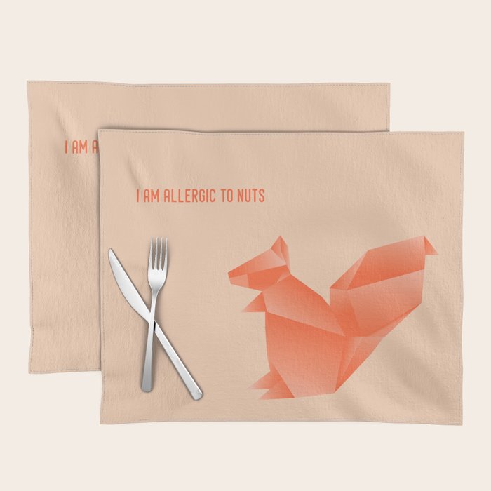 Allergic To Nuts - Origami Orange Squirrel Placemat