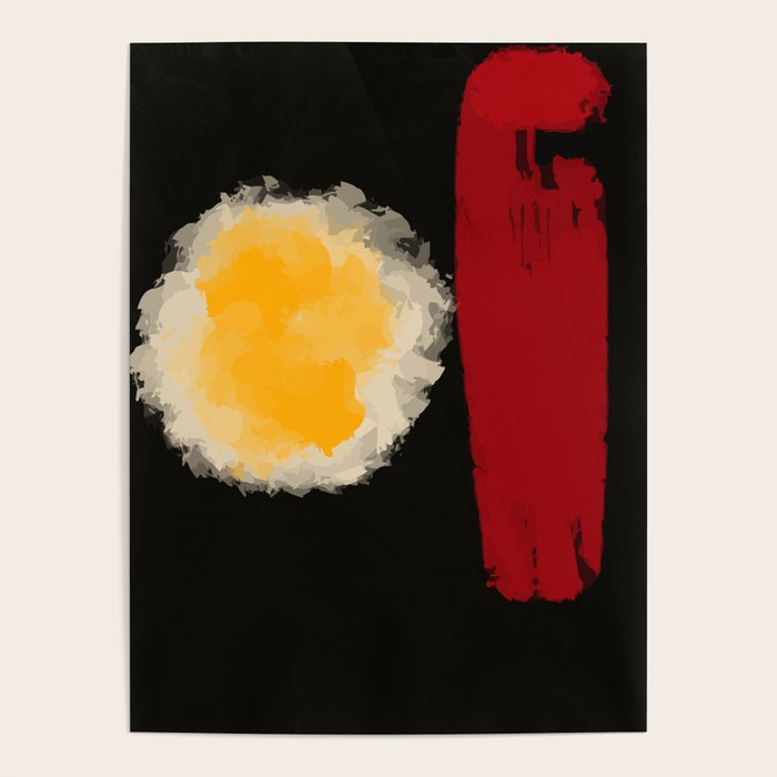 Zen Abstract Minimal Red Yellow And Black Poster