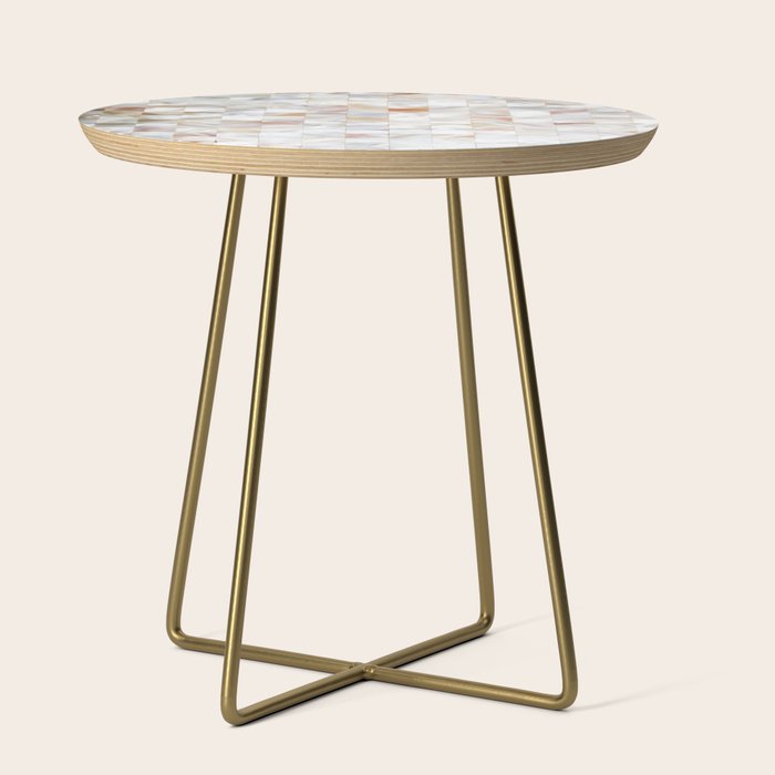 Mother Of Pearl, Exotic Tiles Photography, Neutral Minimal Geometrical Graphic Design Side Table