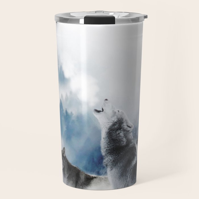 Winter Wolves, Wildlife Wolf Wild Dogs, Snow Full Moon Animals Photography Love Digital Art Travel Mug